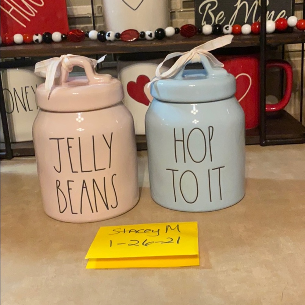 NEW Rae Dunn Pink Jelly Beans and Blue Hop to It